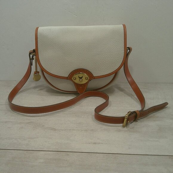 Dooney Bourke Handbags - Vintage Dooney & Bourke Cavalry/Saddle Crossbody Bag Bone Leather Bag Pocketbook